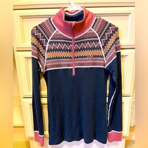 KARI TRAA Winter Merino Wool Zip Sweater, Women’s Medium, Excellent Cond, Blue.